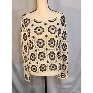 Adiva   black and white Crochet Sweater